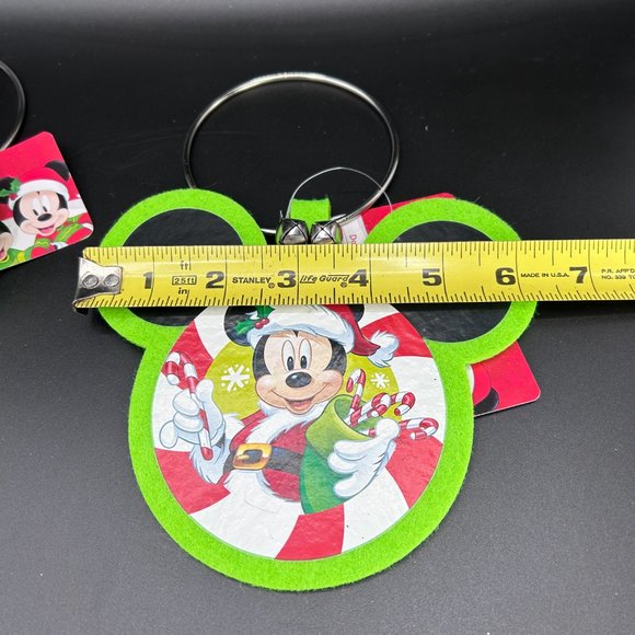 Disney’s Mickey Santa Christmas Door Hanger Felt Decoration Bells New Set of 3 - Picture 5 of 6